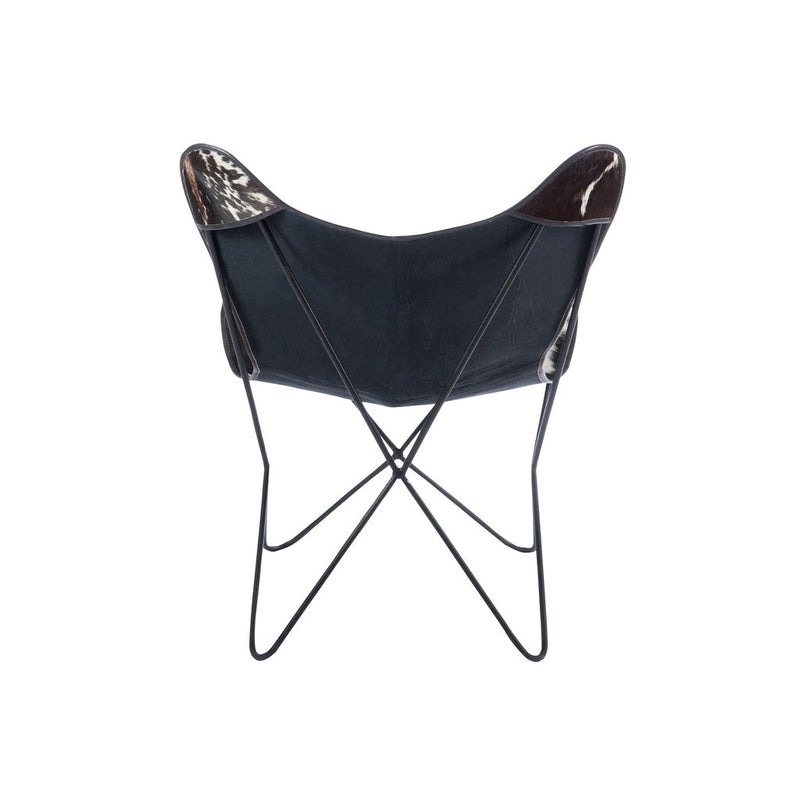 Lounge Stoel Cowhide/Metaal Wit/Zwart 65x92x90 cm-Eetkamerstoelen-J-Line