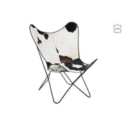 Lounge Stoel Cowhide/Metaal Wit/Zwart 65x92x90 cm-Eetkamerstoelen-J-Line