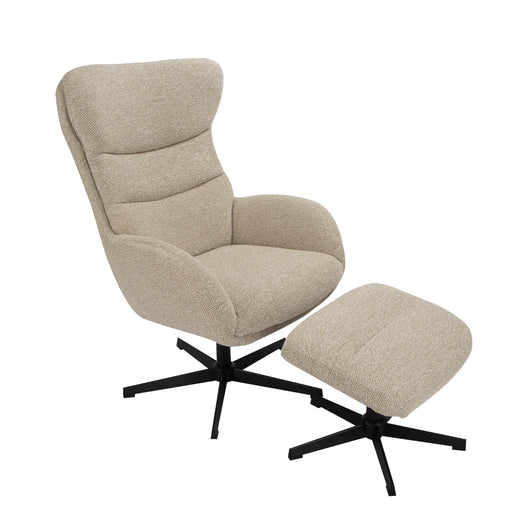 Fauteuil Malmo Naturel Boucle Incl. Hocker 75x82x108 cm-Fauteuils-LABEL51