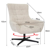 Fauteuil Naomi Toffee Draaibaar 81 cm-Fauteuils-Livingfurn