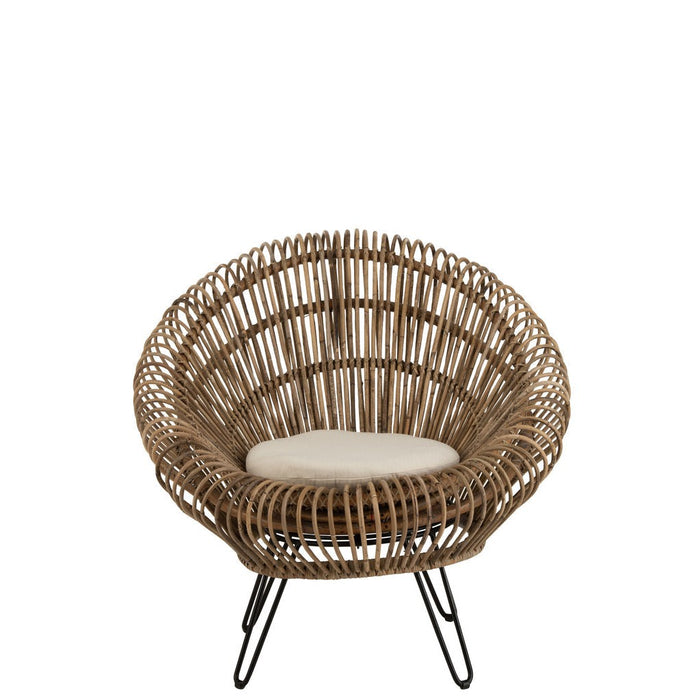 Fauteuil Naturel ijzer 82 cm 82x104x96 cm-Kussens-J-Line
