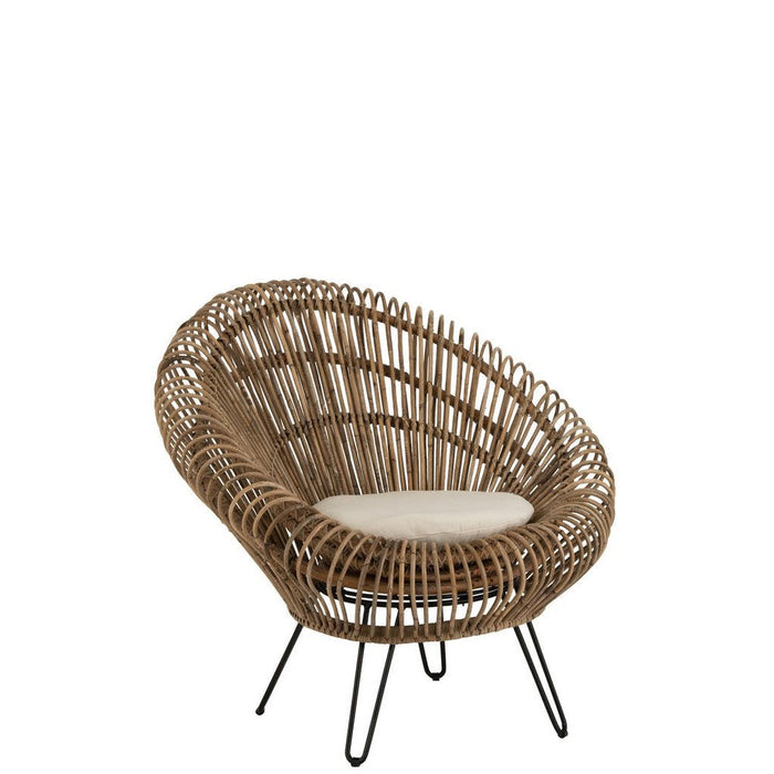 Fauteuil Naturel ijzer 82 cm 82x104x96 cm-Kussens-J-Line