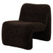 Moderne PTMD Oslo fauteuil in koffiebruin polyester met een zachte, gestructureerde teddy-look bekleding.