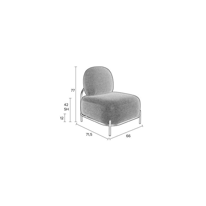 Fauteuil Polly Teddy Polyester Ivoor 71.5x66 cm