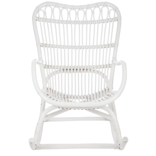 Fauteuil Rocking Stoel Rotan Wit 70x110x97 cm-Fauteuils-J-Line