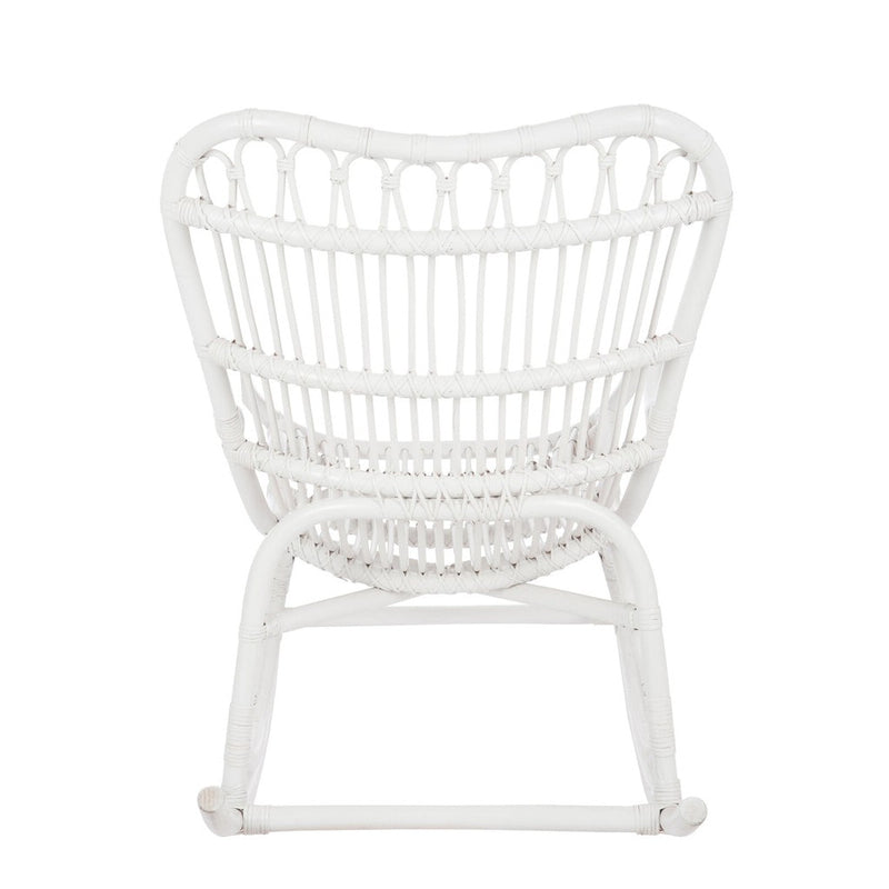 Rocking Stoel Rotan Wit 70x110x97 cm-Eetkamerstoelen-J-Line