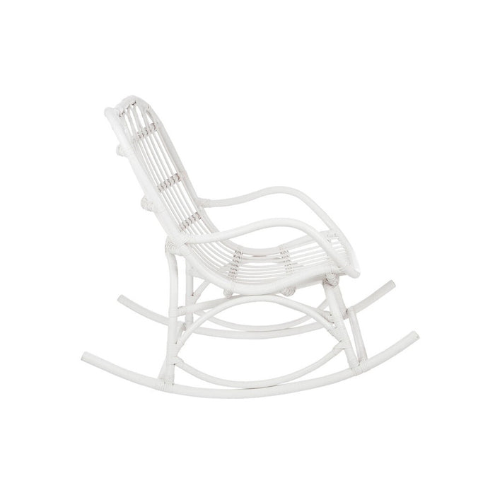 Fauteuil Rocking Stoel Rotan Wit 70x110x97 cm-Fauteuils-J-Line