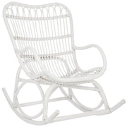 Rocking Stoel Rotan Wit 70x110x97 cm-Eetkamerstoelen-J-Line