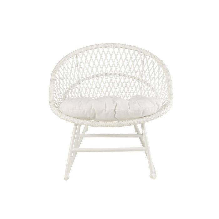 Fauteuil Rocking Stoel+Sierkussen Zayo Metaal/Reed Wit-Kussens-J-Line