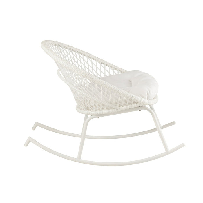 Fauteuil Rocking Stoel+Sierkussen Zayo Metaal/Reed Wit-Kussens-J-Line