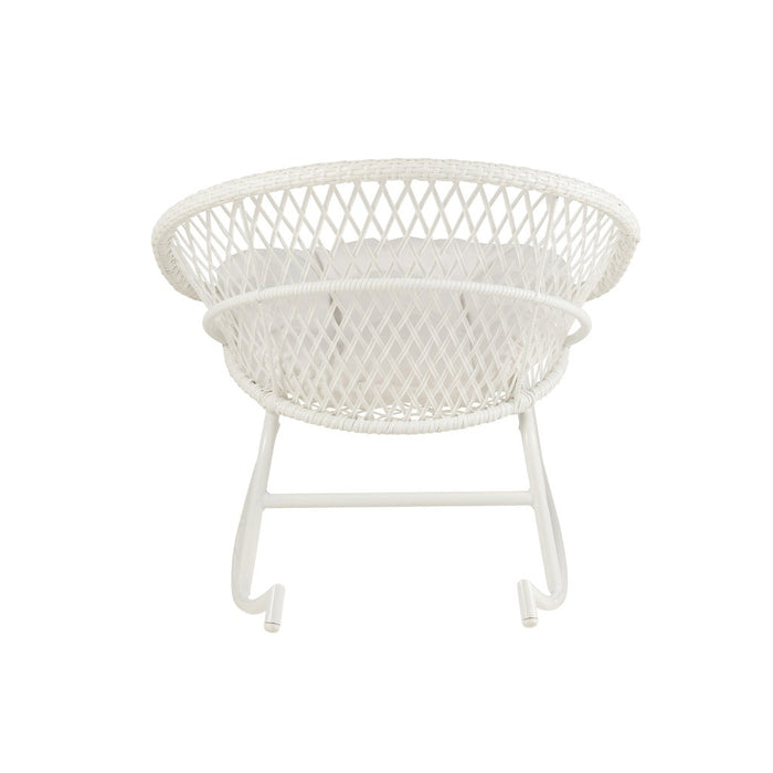 Fauteuil Rocking Stoel+Sierkussen Zayo Metaal/Reed Wit-Kussens-J-Line
