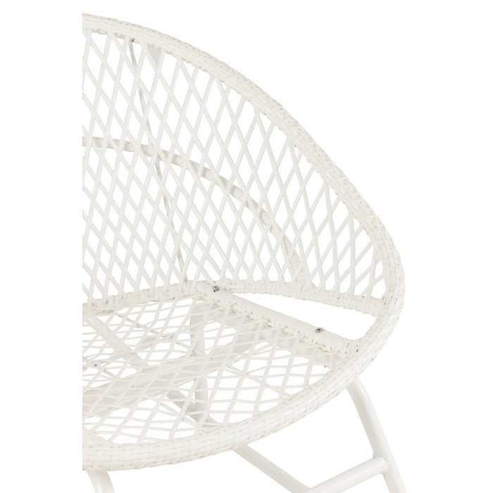 Fauteuil Rocking Stoel+Sierkussen Zayo Metaal/Reed Wit-Kussens-J-Line