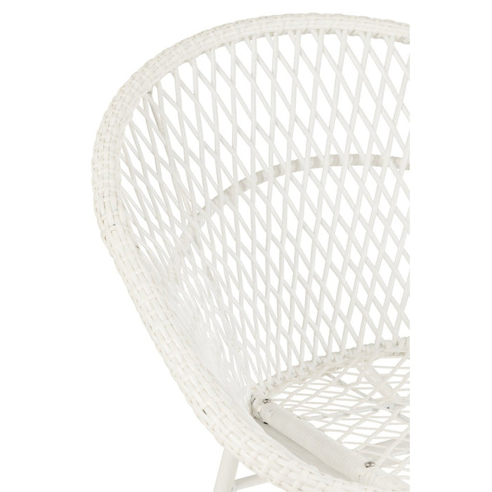 Fauteuil Rocking Stoel+Sierkussen Zayo Metaal/Reed Wit-Kussens-J-Line