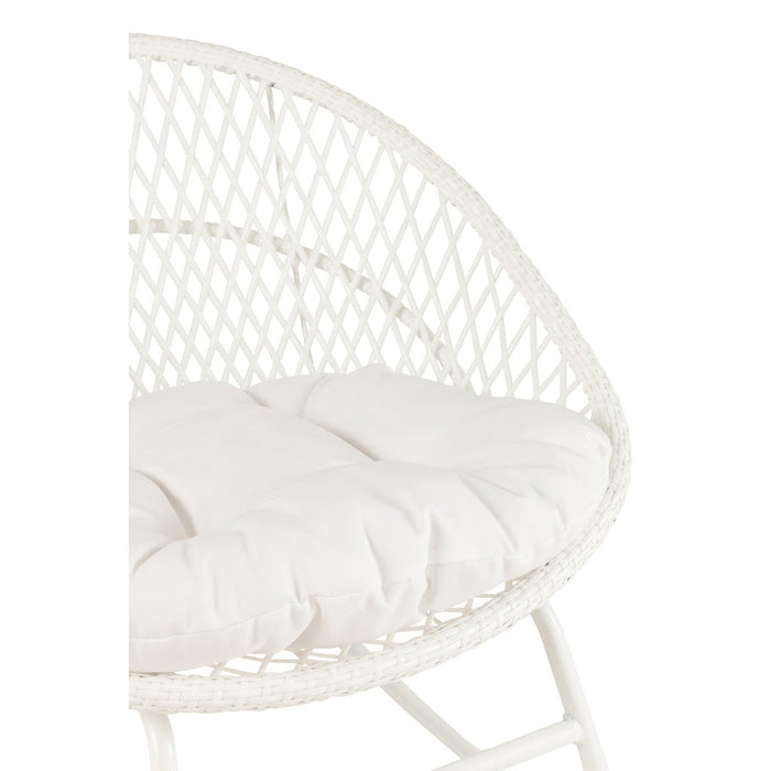 Fauteuil Rocking Stoel+Sierkussen Zayo Metaal/Reed Wit-Kussens-J-Line