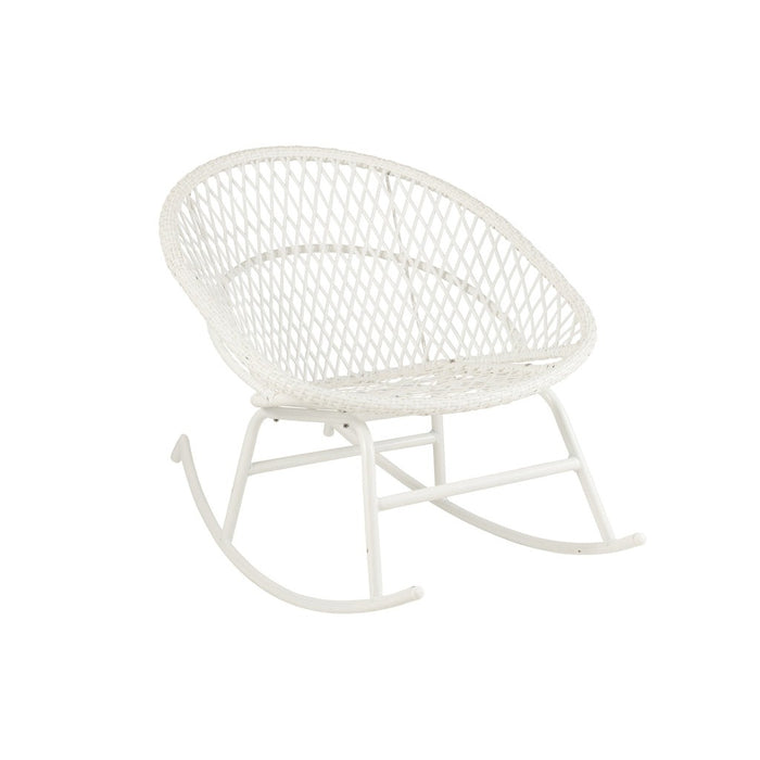 Fauteuil Rocking Stoel+Sierkussen Zayo Metaal/Reed Wit-Kussens-J-Line