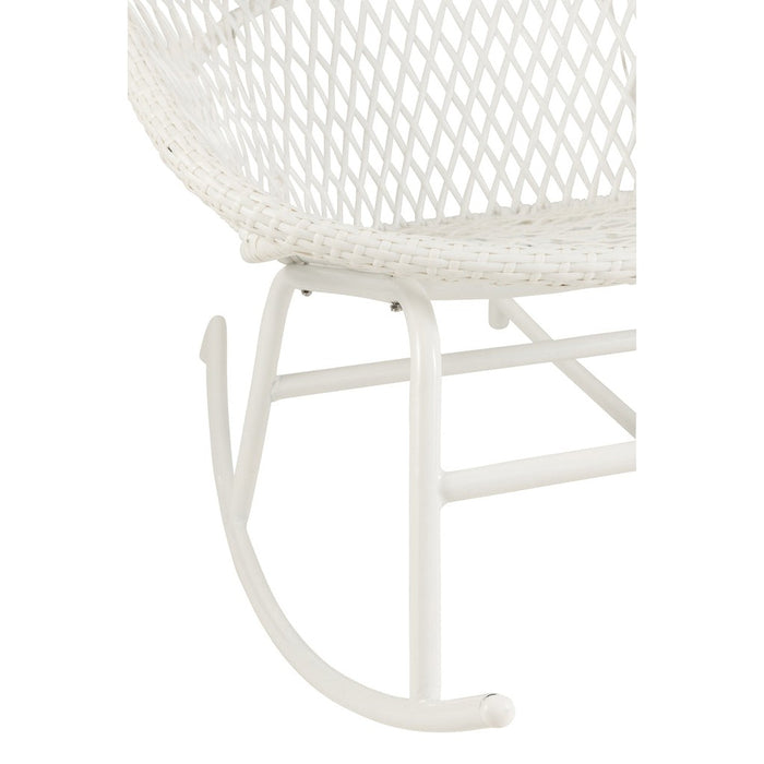Fauteuil Rocking Stoel+Sierkussen Zayo Metaal/Reed Wit-Fauteuils-J-Line