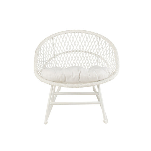 Fauteuil Rocking Stoel+Sierkussen Zayo Metaal/Reed Wit-Kussens-J-Line