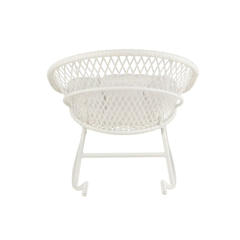 Fauteuil Rocking Stoel+Sierkussen Zayo Metaal/Reed Wit-Kussens-J-Line