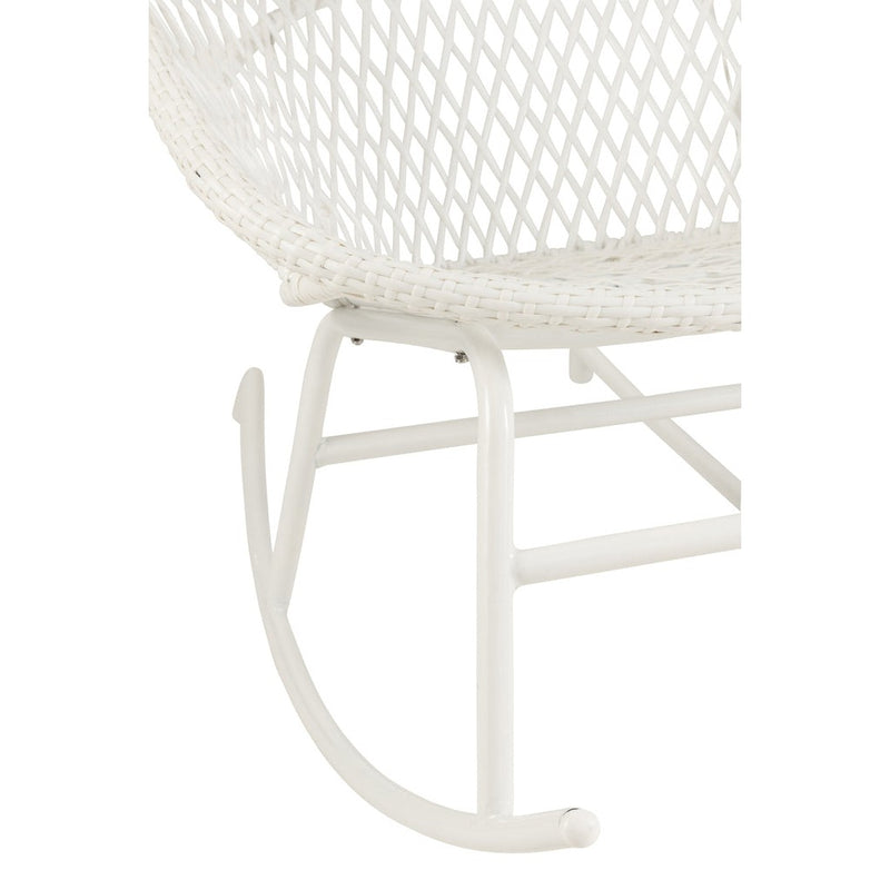 Fauteuil Rocking Stoel+Sierkussen Zayo Metaal/Reed Wit-Kussens-J-Line