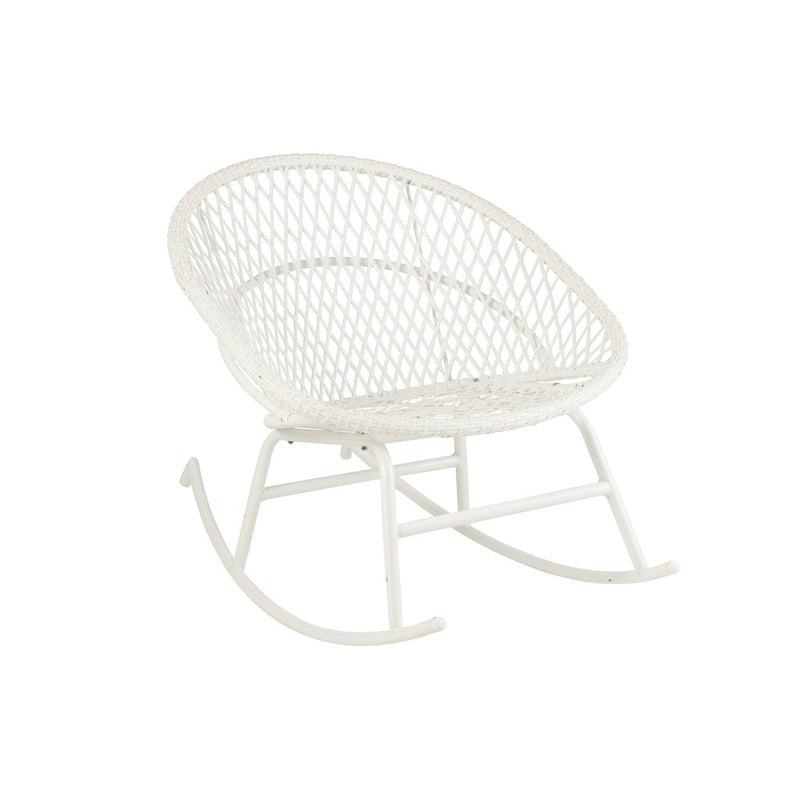 Fauteuil Rocking Stoel+Sierkussen Zayo Metaal/Reed Wit-Kussens-J-Line