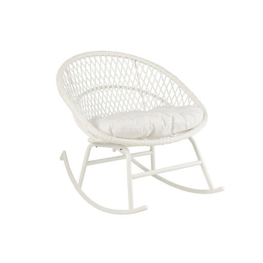 Fauteuil Rocking Stoel+Sierkussen Zayo Metaal/Reed Wit-Kussens-J-Line