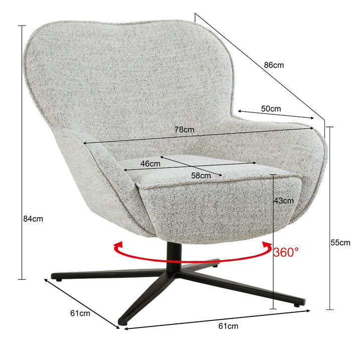 Fauteuil Sven Bisque Oasis Draaibaar 78 cm-Fauteuils-Livingfurn