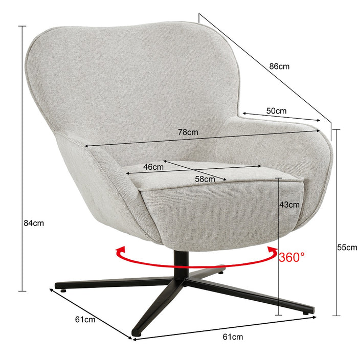 Fauteuil Sven Toffee Draaibaar 78 cm-Fauteuils-Livingfurn
