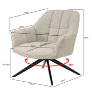 Fauteuil Tom Zand Draaibaar 74 cm 74x76x79 cm-Fauteuils-Livingfurn