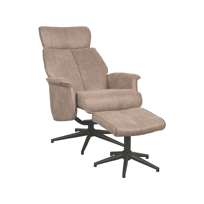 Fauteuil Verdal Taupe Kunstleder Incl. Hocker 77x79x109 cm-Fauteuils-LABEL51