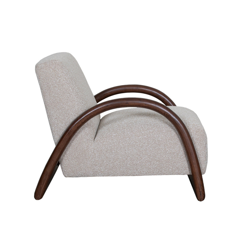 Fauteuil Viggo Naturel Boucle Walnoot Houten Frame 70x90x74 cm-Fauteuils-LABEL51