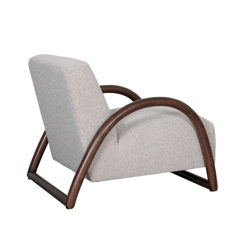 Fauteuil Viggo Naturel Boucle Walnoot Houten Frame 70x90x74 cm-Fauteuils-LABEL51