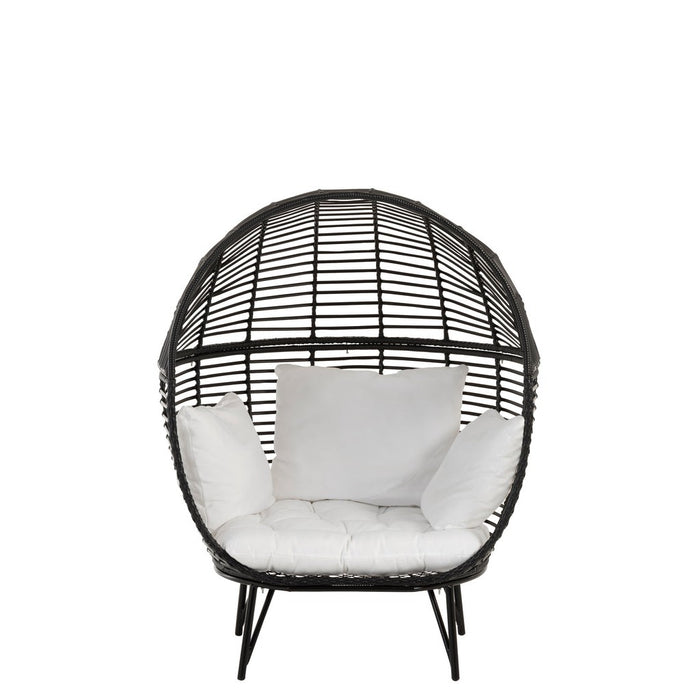 Fauteuil Zwart Staal Ovaal 110 cm 110x115x148 cm-Fauteuils-J-Line