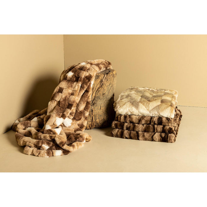 Geraldine Brown Artificial Fur Plaid Rectangle S 170x2x140-Plaid-PTMD