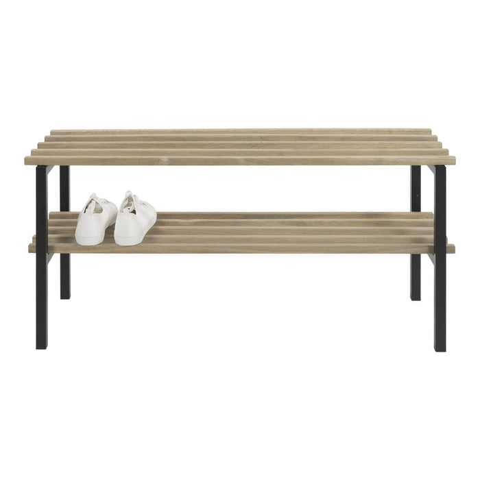 Halbank RIZZOLI Staal Zwart Eiken 100x34x45cm Spinder Design-Eetkamerbanken-Spinder