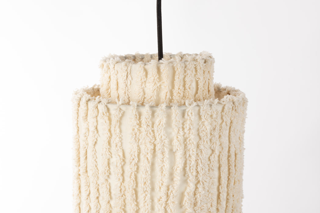 Hanglamp Arjun Tall Katoen Beige Ø20x38 cm E27-Tafellampen-Creating Home
