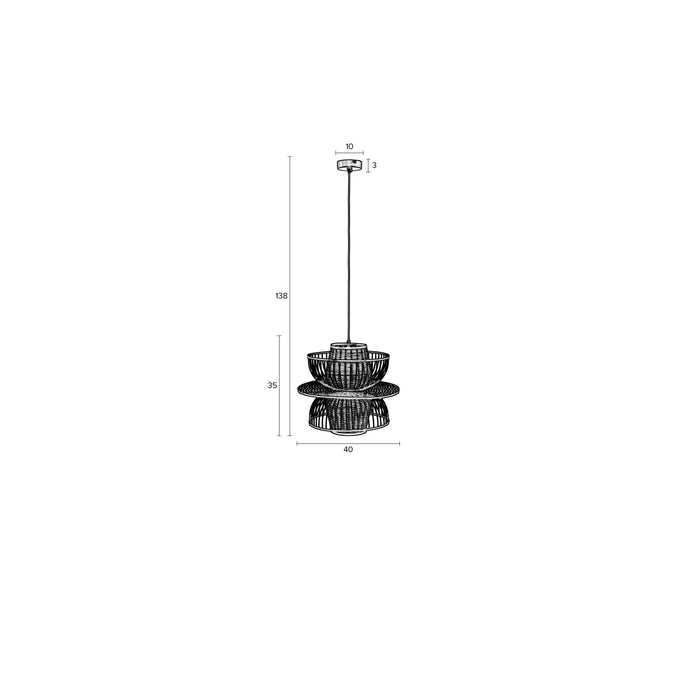 Hanglamp Carmen Er Metal Zwart 40x40x138 cm