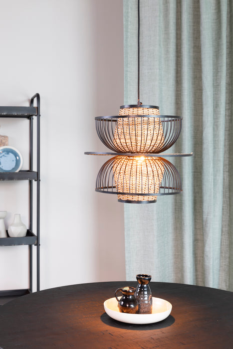 Hanglamp Carmen L Metaal Zwart Ø40x138 cm E27-Tafellampen-Creating Home