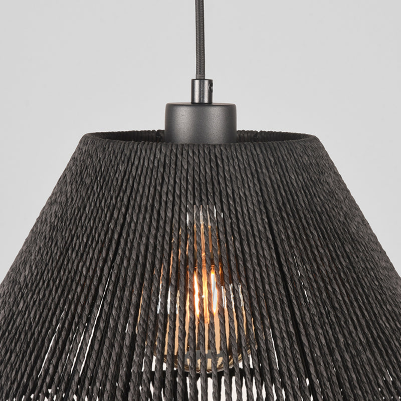 Hanglamp Ibiza Jute Zwart 25x25x150 cm-Hanglampen-LABEL51