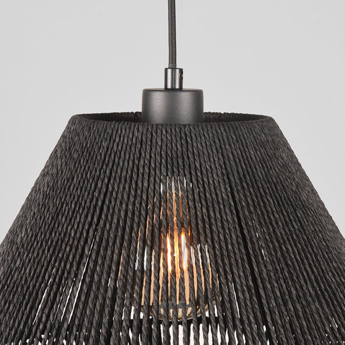 Hanglamp Ibiza Jute Zwart 25x25x150 cm-Hanglampen-LABEL51