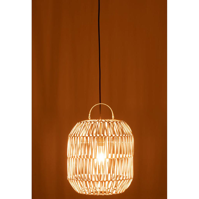 Hanglamp Lampenkap Cylinder Rotan Wit 32x32x49 cm-Hanglampen-J-Line