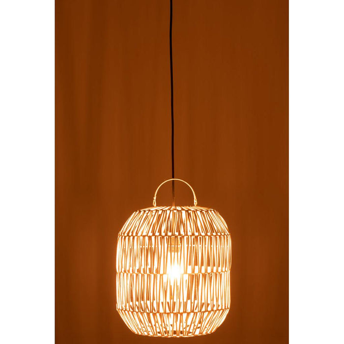 Hanglamp Lampenkap Cylinder Rotan Wit-Hanglampen-J-Line