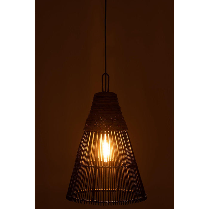 Hanglamp Lampenkap Zwart Rotan 32 cm 31.5x31.5x42 cm-Hanglampen-J-Line
