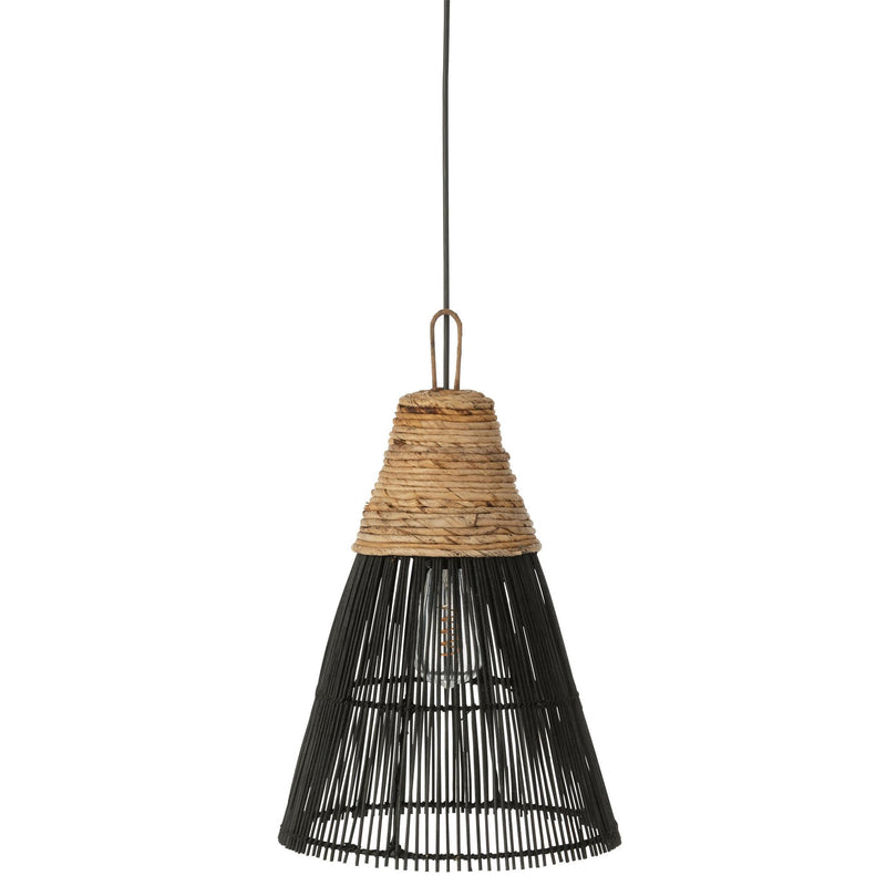 Hanglamp Lampenkap Zwart Rotan 32 cm 31.5x31.5x42 cm-Hanglampen-J-Line