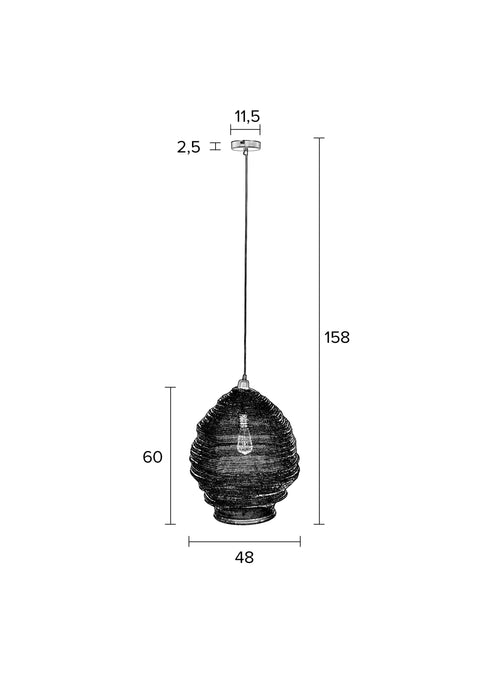 Hanglamp Lena L Metaal Zwart Ø48x158 cm E27-Tafellampen-Creating Home