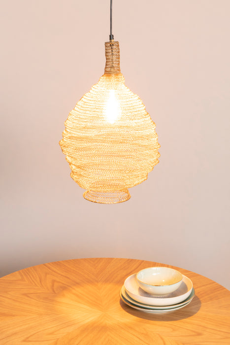 Hanglamp Lena M Brass Metaal Goud Ø37x155 cm E27-Tafellampen-Creating Home