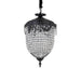 Ovale PTMD Lidde hanglamp van 70 cm met grijs frame en decoratieve glazen kristallen details.