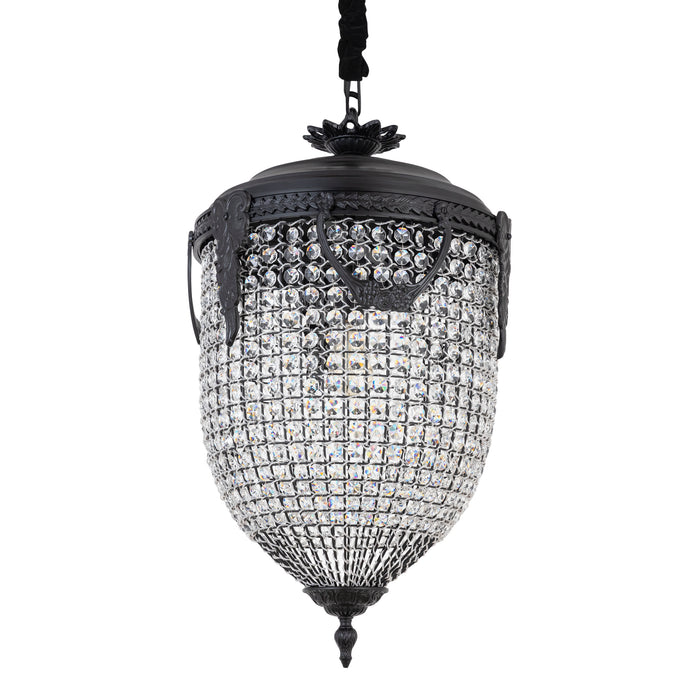 PTMD Lidde hanglamp van 82 cm met grijs glas en een klassiek ovaal design.