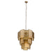 PTMD Loucas hanglamp van messingkleurig metaal en geel glas, 56x56x72 cm met een strak geometrisch ontwerp.