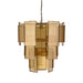 PTMD Loucas hanglamp van messing metaal en geel glas, 56x56x72 cm met een gelaagd geometrisch design.