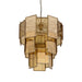 PTMD Loucas hanglamp van messingkleurig metaal en geel glas, 56x56x72 cm met een gelaagd geometrisch design.